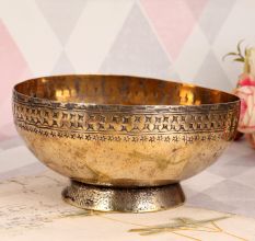 Vintage Copper Bowl in Islamic Art for Home Decor