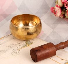 Antique Golden Singing Bowl Made of Premium Brass