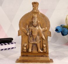 Handmade Golden Finish Lord Virabhadra Plate for Decor
