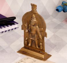 Handmade Golden Finish Lord Virabhadra Plate for Decor