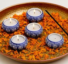 4 Pieces Decorative Flower Modern Tea Light Holder