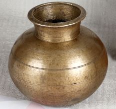 Round Holy Water Pot Made of Antique Brass for Decor