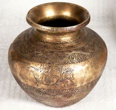 Engraved Brass Holy Water Pot for Home Decor