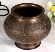 Indian Handcrafted Brass Flower Pot for Home Decor