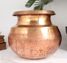Indian Vintage Copper Cooking Pot for Decoration