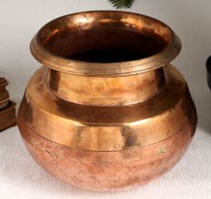Indian Vintage Copper Cooking Pot for Decor