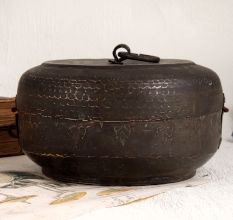Handcrafted Finest Brass Chapati Box in Brown Finish