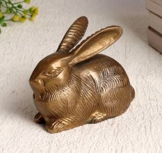 Beautiful Brown Finish Rabbit Statue Made of Brass