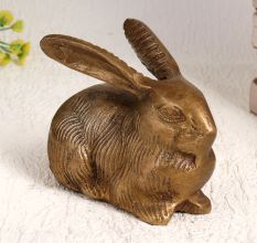 Beautiful Brown Finish Rabbit Statue Made of Brass