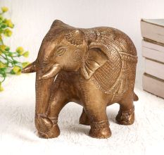 Elegant Brown Brass Statue of Elephant for Decoration