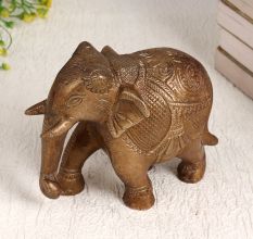 Elegant Brown Brass Statue of Elephant for Decoration