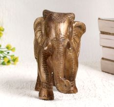 Elegant Brown Brass Statue of Elephant for Decoration
