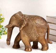 Elegant Brown Brass Statue of Elephant for Decoration