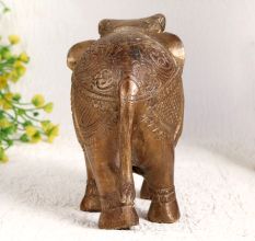 Elegant Brown Brass Statue of Elephant for Decoration