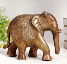 Elegant Brown Brass Statue of Elephant for Decoration