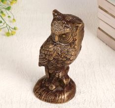 Handmade Antique Brown Brass Owl Statue for Decor