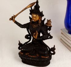 Handmade Buddhist Deity Manjushri Brass Statue for Worship