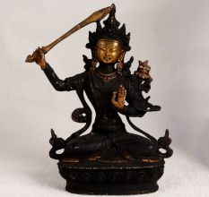 Handmade Buddhist Deity Manjushri Brass Statue for Worship