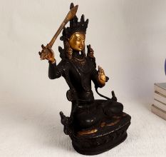 Handmade Buddhist Deity Manjushri Brass Statue for Worship
