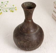 Vintage Brass Flower Pot in Surahi Shape for Decor