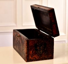 Handmade Brown Finish Wooden Box for Home Decor