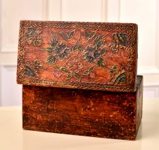 Handmade Brown Finish Wooden Box for Home Decor