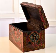 Antique Brown Wooden Box for Storage and Decoration