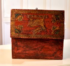 Antique Brown Wooden Box for Storage and Decoration