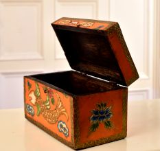 Multi-Coloured Wooden Storage Box with Fauna Engravings