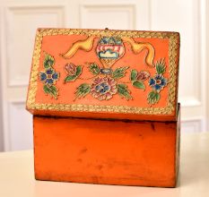 Multi-Coloured Wooden Storage Box with Fauna Engravings