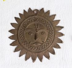Handcrafted Brass Sun God Wall Hanging in Tribal Art