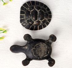 Vintage Brass Turtle Yantra in Dark Finish for Decor