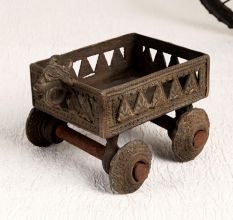 Vintage Brass Cart with Four Wheels in Tribal Art
