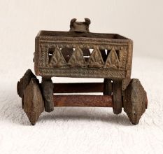 Vintage Brass Cart with Four Wheels in Tribal Art