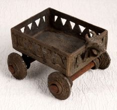 Vintage Brass Cart with Four Wheels in Tribal Art