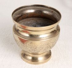Engraved Shiny Golden Brass Flower Pot for Decoration