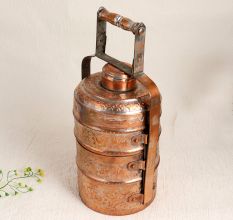 Handmade Premium Copper Tiffin Box for Decoration