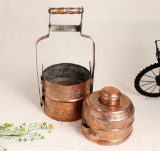 Handmade Premium Copper Tiffin Box for Decoration