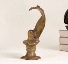 Handmade Vintage Brass Lingam with Cobra for Worship