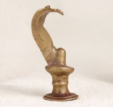 Handmade Vintage Brass Lingam with Cobra for Worship