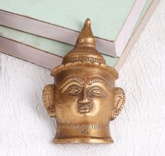 Antique Brown Goddess Parvati Brass Head Plate