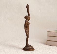Vintage Finest Brass Lady Statue in Dancing Pose for Decor