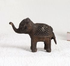 Antique Brown Elephant Statue Made of High-Quality Brass