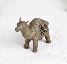 Brown Camel Brass Statue with Jali Work for Decoration
