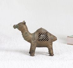 Brown Camel Brass Statue with Jali Work for Decoration