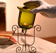Handmade Glass Tea Light Candle Holders in Yellowish Shade