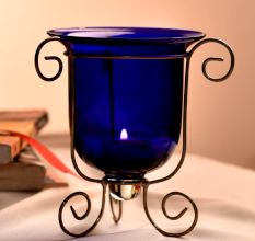Beautiful Glass Candle Holders in Blue Shade for Decoration