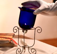 Beautiful Glass Candle Holders in Blue Shade for Decoration