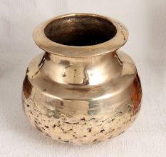 Vintage Shiny Golden Brass Cooking Pot for Indoor Planter
