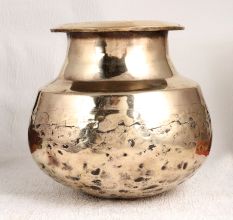 Vintage Shiny Golden Brass Cooking Pot for Indoor Planter
